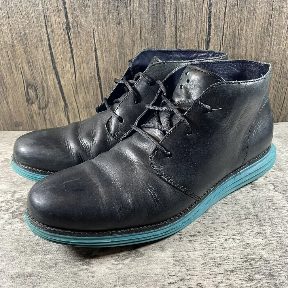 Cole Haan Lunargrand Men Size 12 M Chukka Suede Boot Casual Black Blue C11721